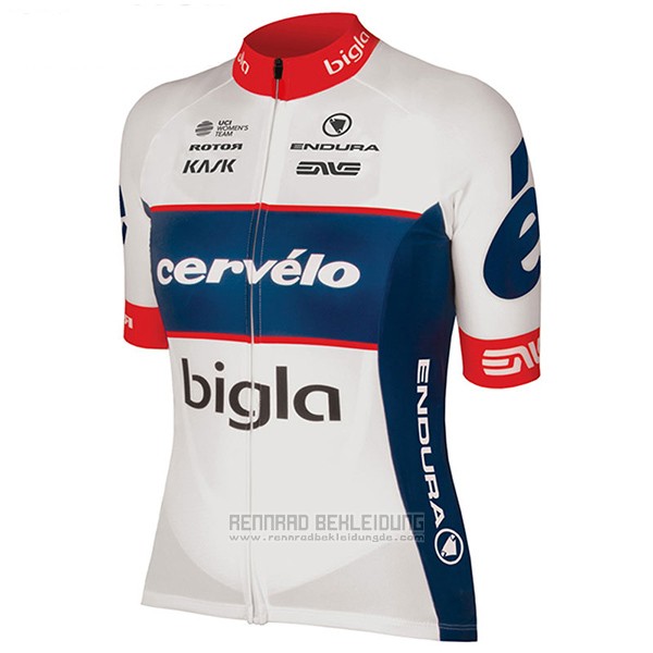 2017 Fahrradbekleidung Frau Cervelo Bigla Wei Trikot Kurzarm und Tragerhose